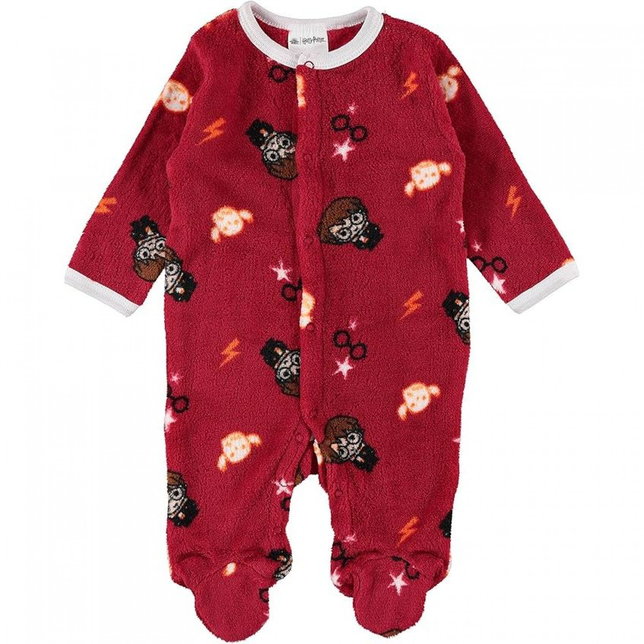 Harry Potter House Mascot Print Baby Long Sleeve Footie Pajamas, Red