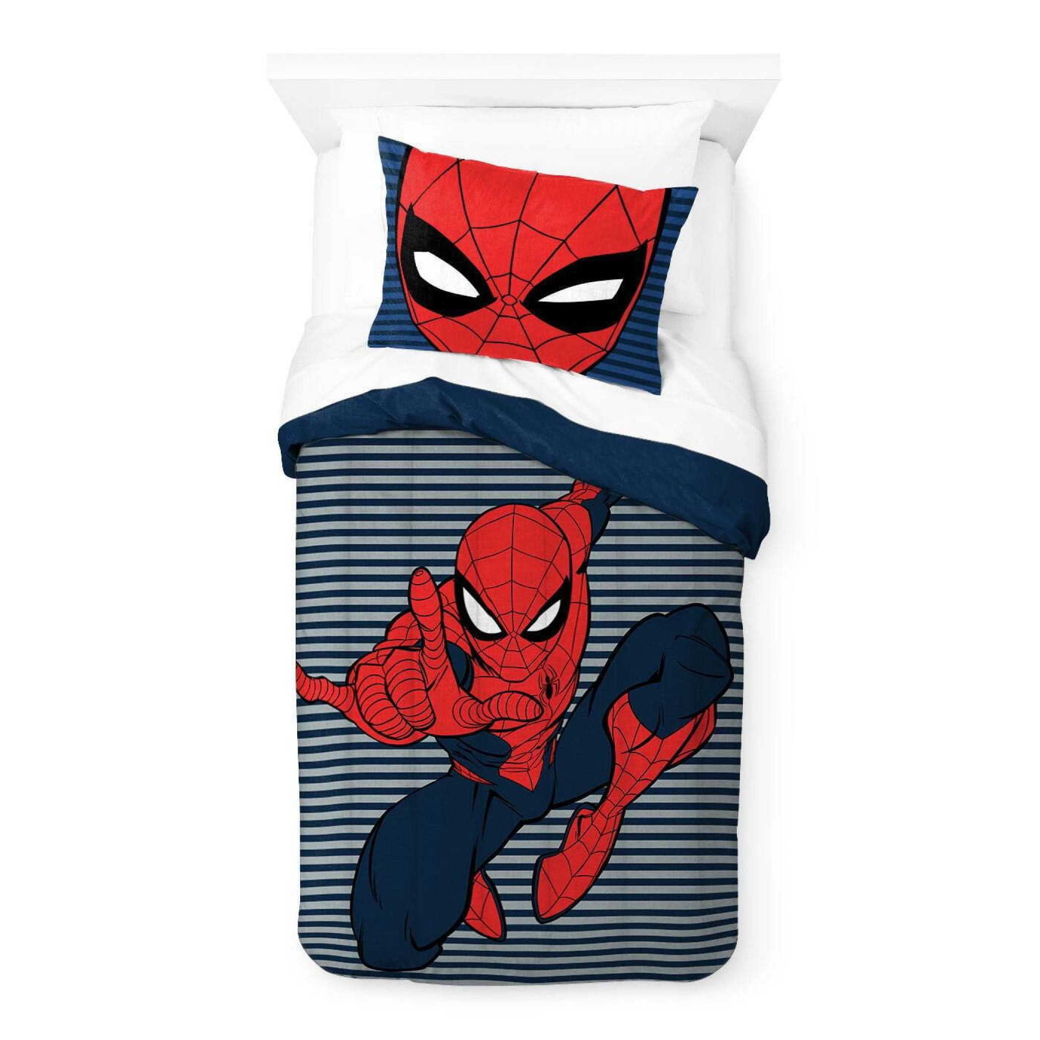 Spider-Man Striped Twin Comforter and Sham Set, Multi-Color