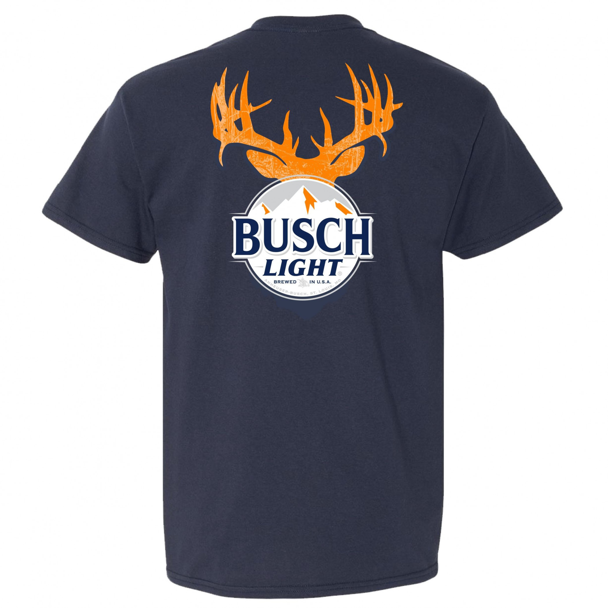 Busch Light Antlers Front and Back Print Pocket T-Shirt