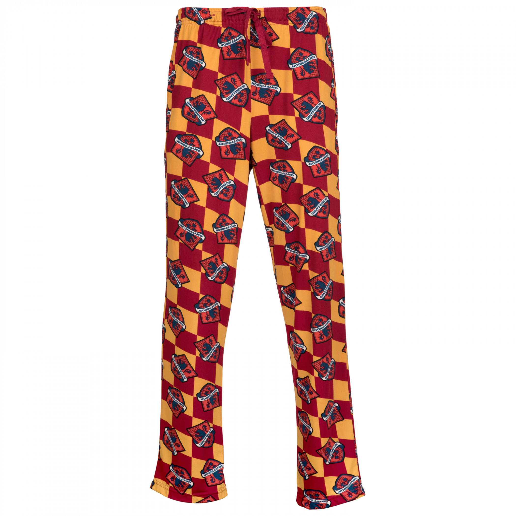 Harry Potter Gryffindor House Crest Checkered Sleep Pants, Orange