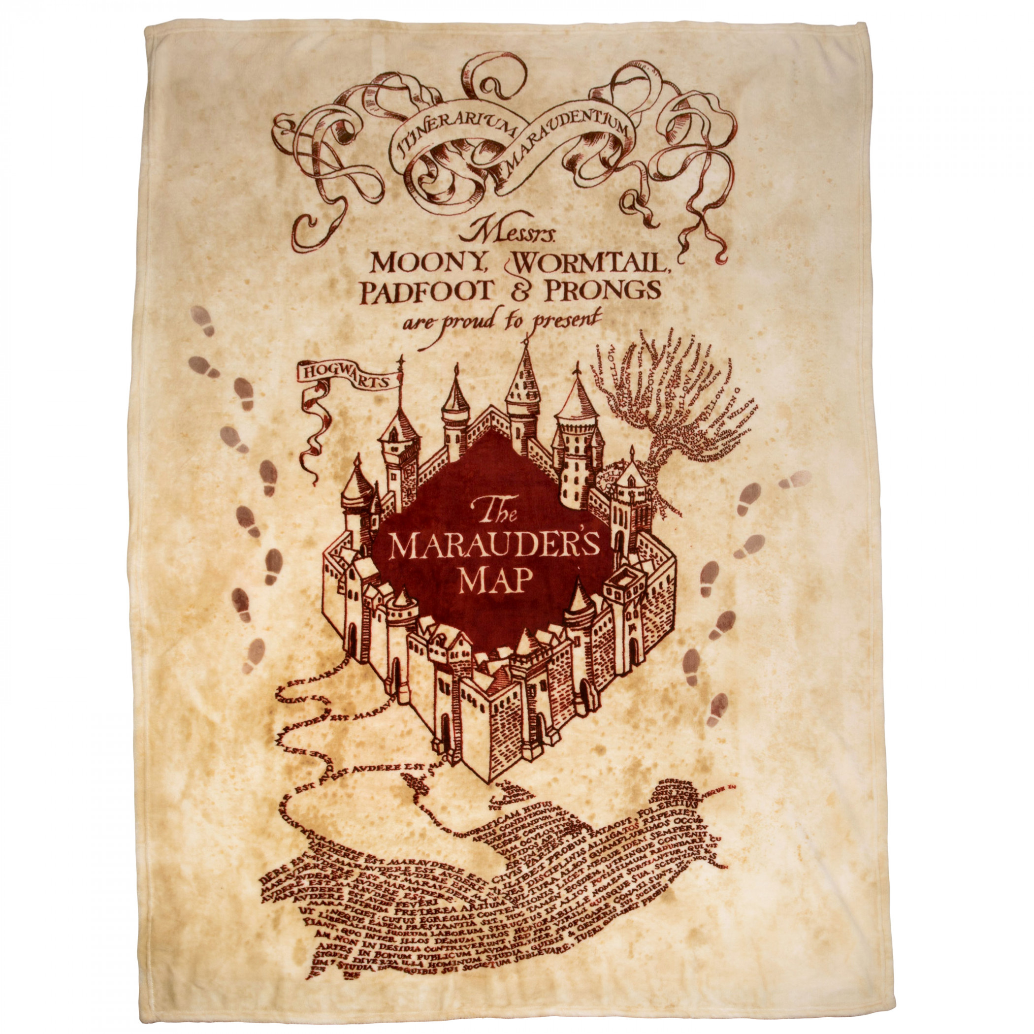 Harry Potter Marauder's Map Silk Touch Throw Blanket 50'x70', Beige