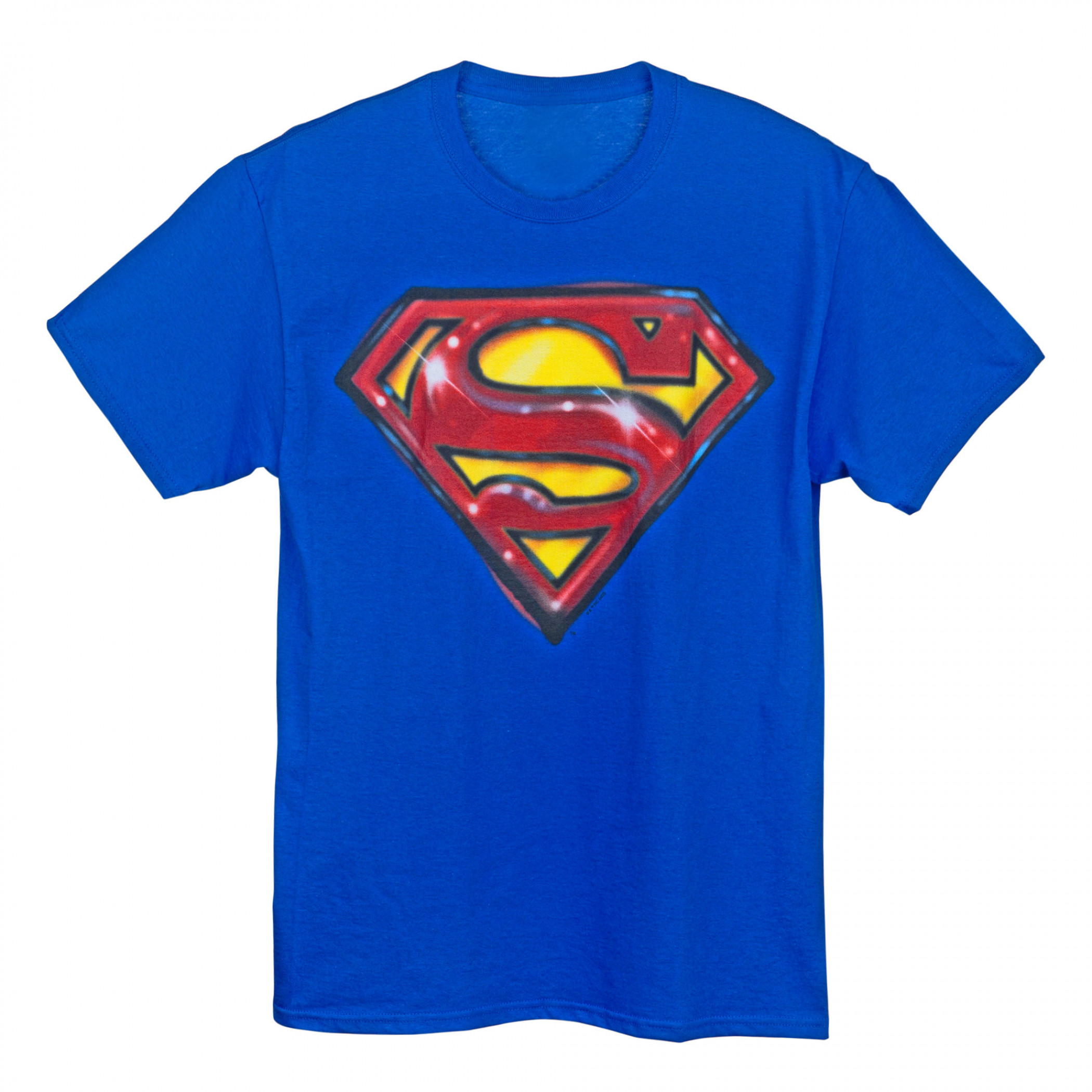 DC Comics Superman 80's Airbrush Stylized Logo T-Shirt, Blue