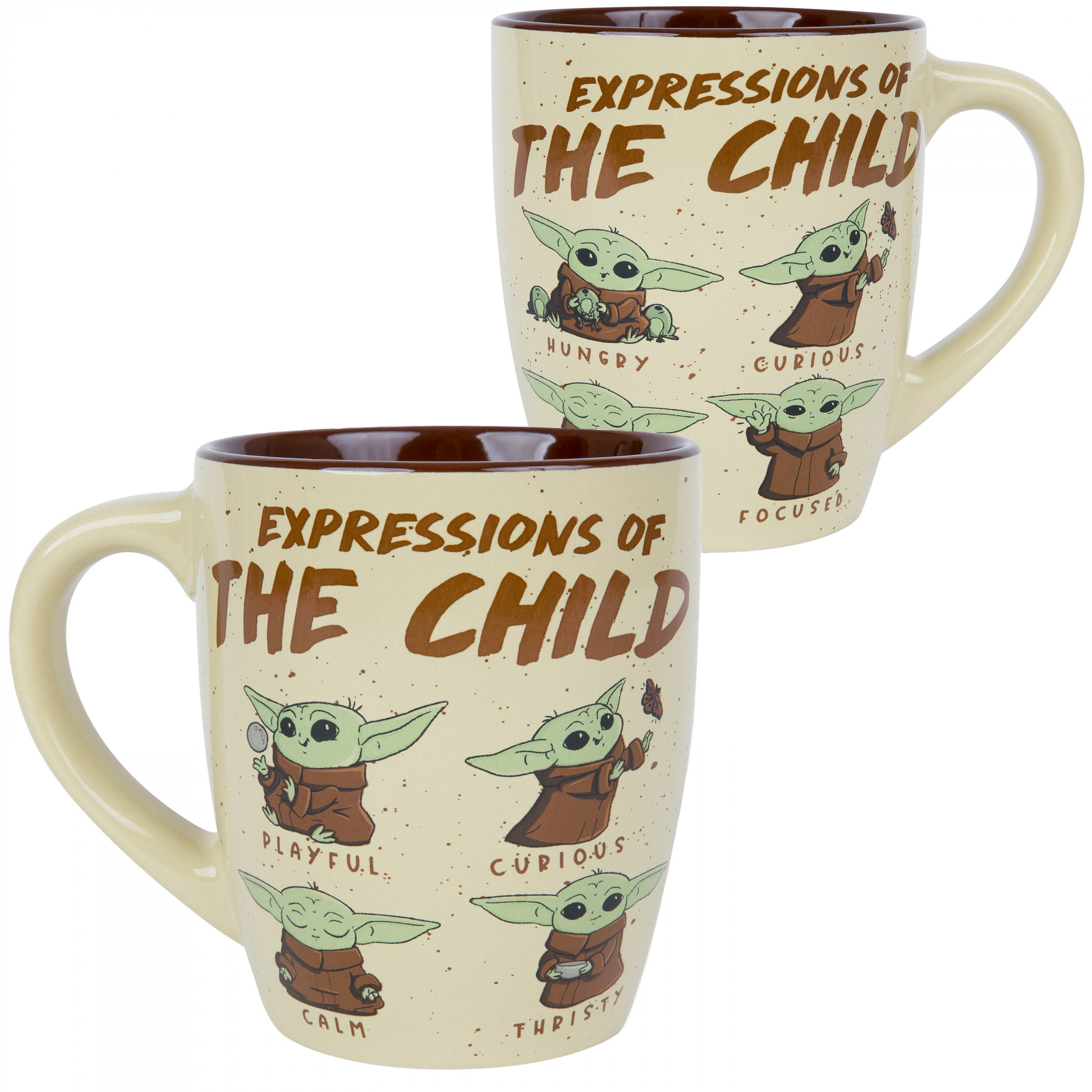 Star Wars The Mandalorian Grogu Expressions 25oz Curved Ceramic Jumbo Mug, Beige