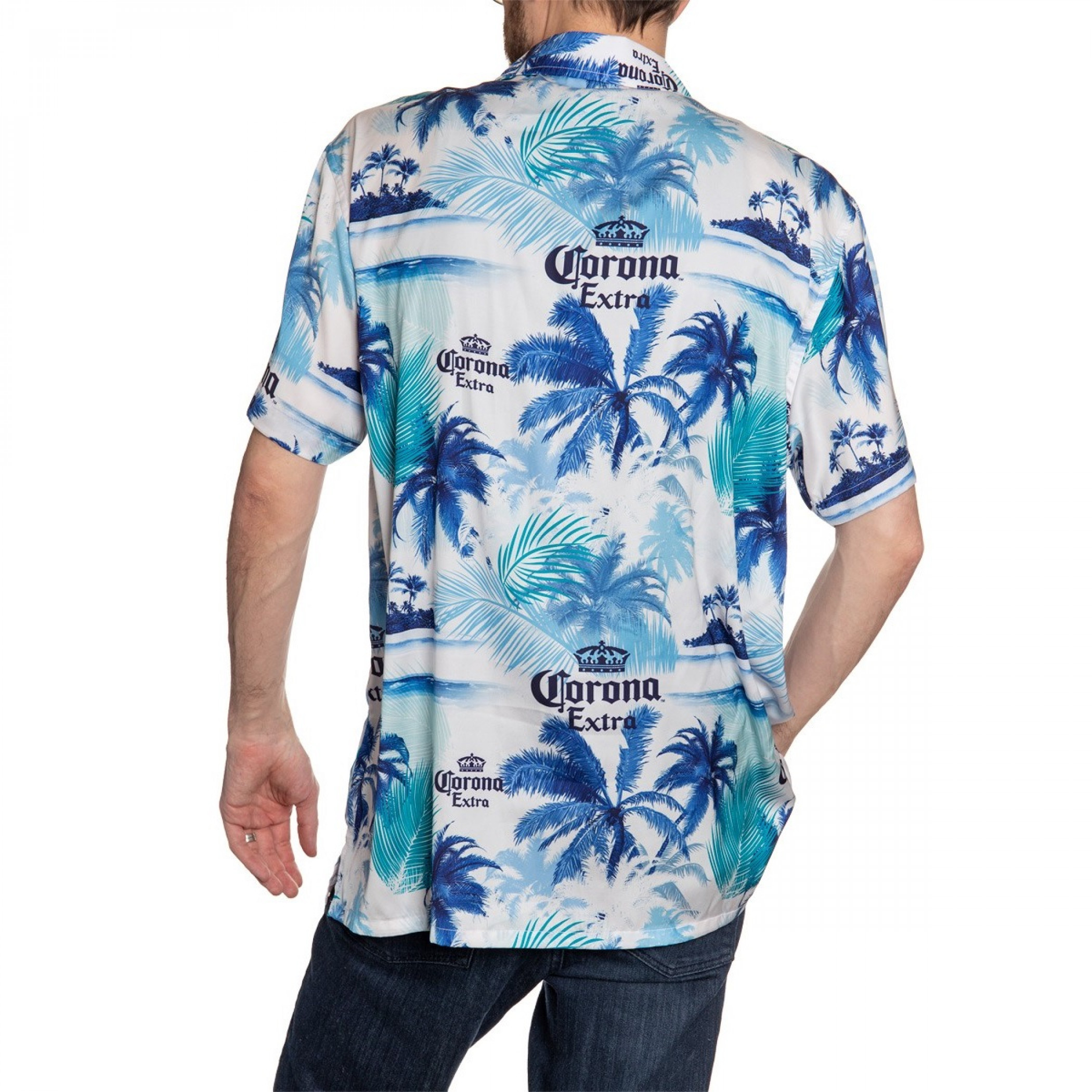 Corona Extra Beer Blue Palm Island Hawaiian Shirt