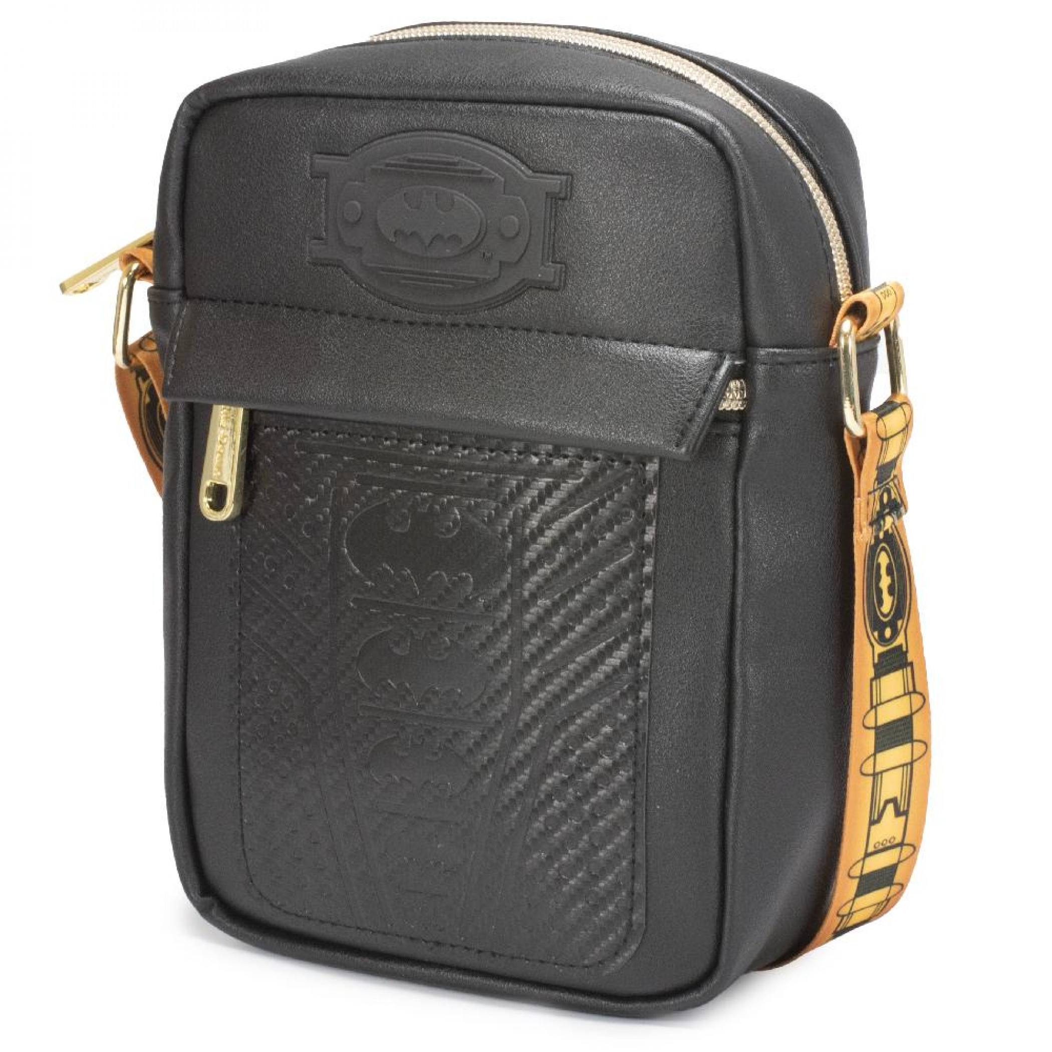 DC Comics Batman Embossed Bat-Signal Crossbody Vegan Leather Bag, Black