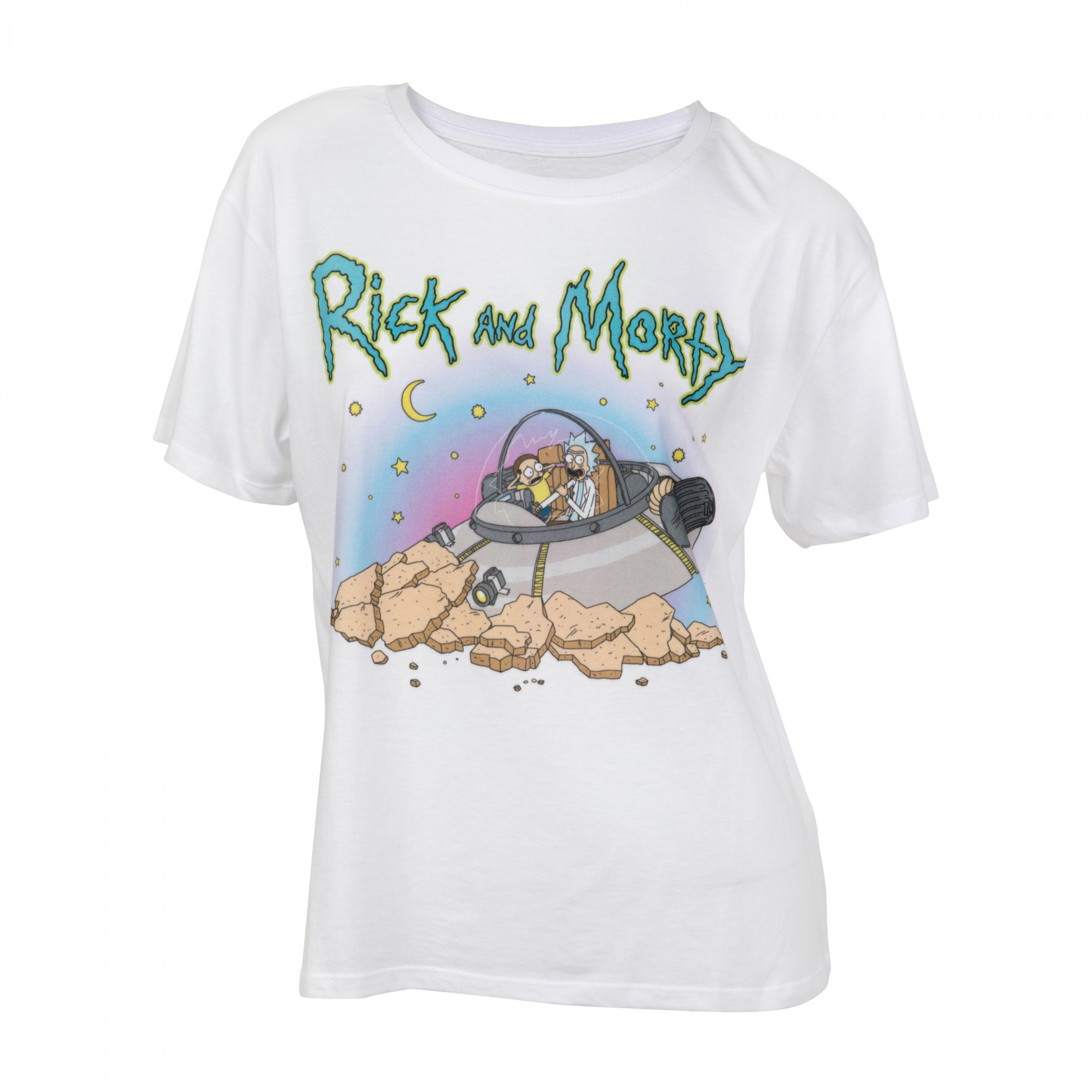 Rick And Morty Crash Landing Junior's T-Shirt, White