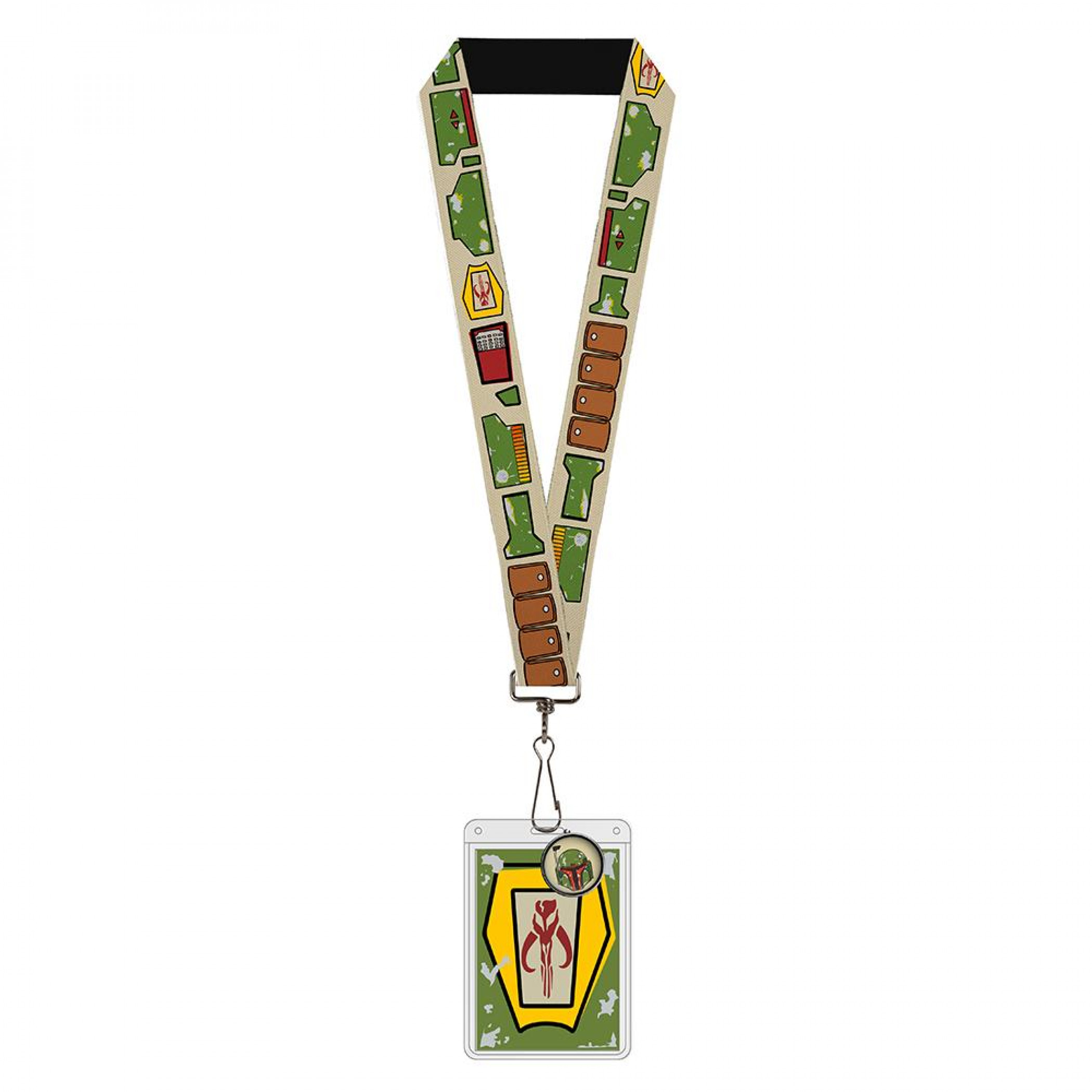 Mandalorian Boba Fett Character Armor Charm Badge Holder Lanyard, Green