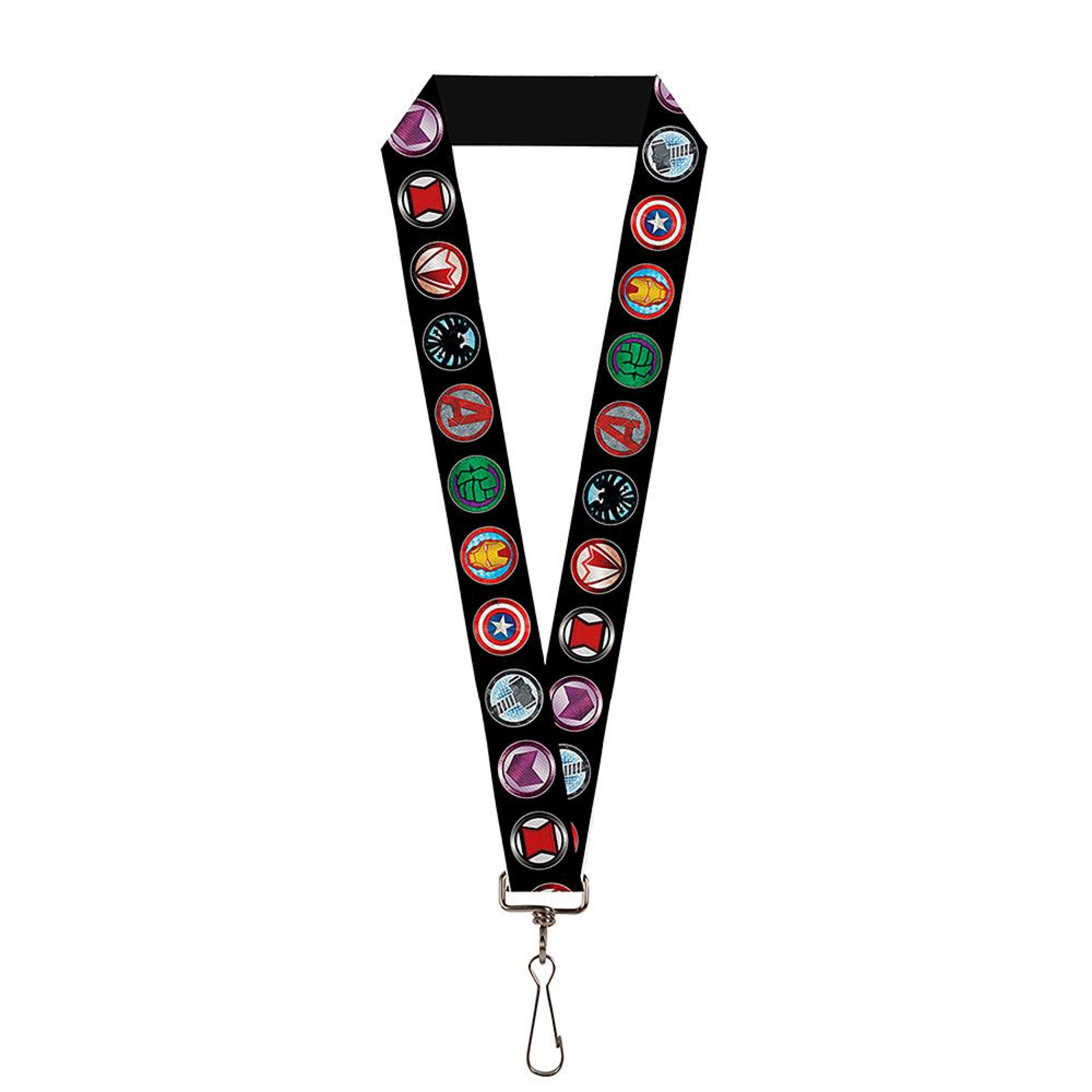 Marvel Avengers Heroes Logos Lanyard, Black