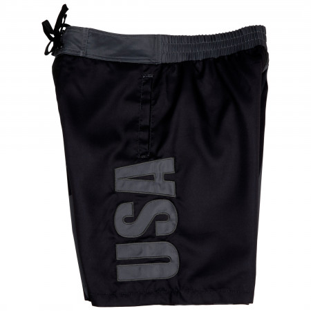 Patriotic Blackout American Flag Swim Trunks