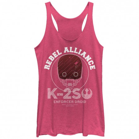Star Wars Rogue One Ra K2s Pink Juniors Racerback Tank Top