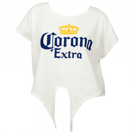 Corona Extra Crown Logo Women's Crop Top Tie T-Shirt