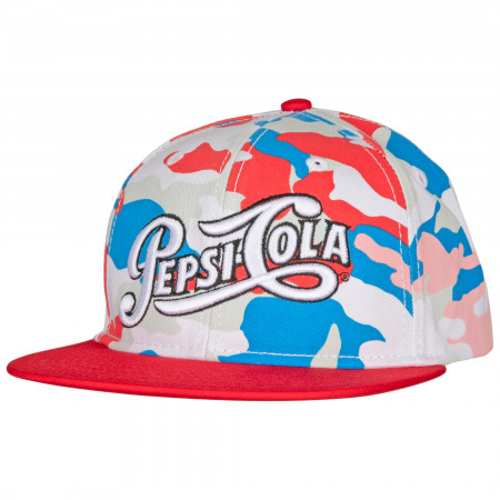 Pepsi Cola Text Brand Camo Adjustable Snapback Hat