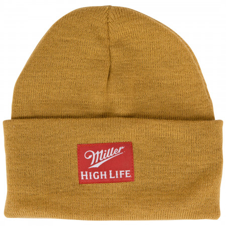 Miller High Life Square Label Patch Knit Cuff Beanie