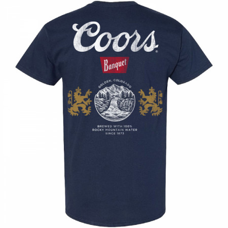 Coors Banquet Can Logo Front and Back Print Navy T-Shirt