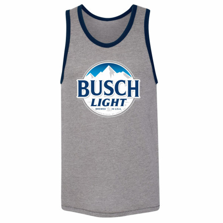 Busch Light Logo with Blue Trim Grey Tank Top