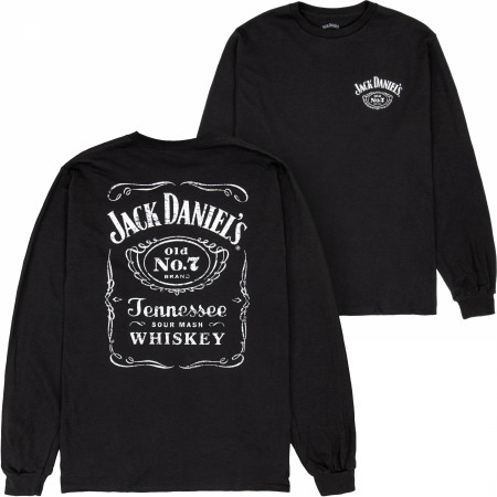 Jack Daniel's Classic Label Graphic Men's Black Long Sleeve Shirt