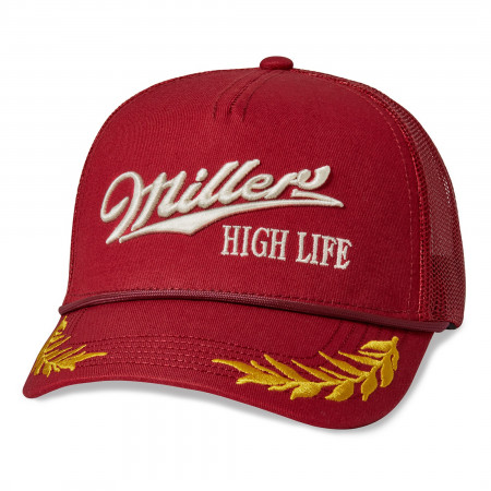 Miller High Life Logo Red Mesh Adjustable Trucker Hat