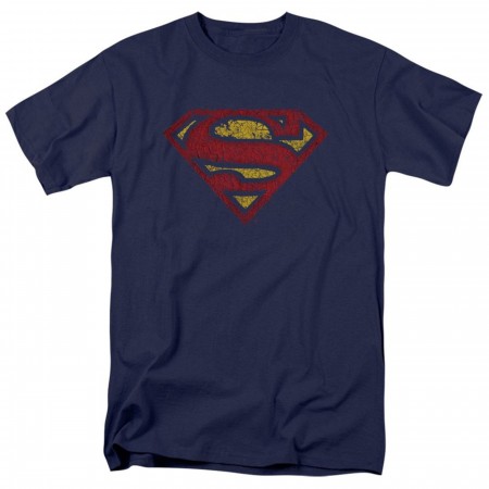 Superman Classic Logo Crackled Design Men's T-shirt
