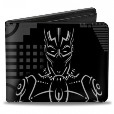 Black Panther Tribal Silhouette Pose and Icon Bi-fold Wallet
