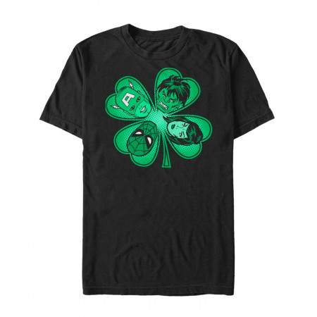Avengers Shamrock St Patricks Day Black T-Shirt