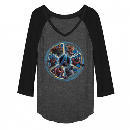 Avengers Endgame Circle Heroes Women's Long Sleeve V-Neck Raglan