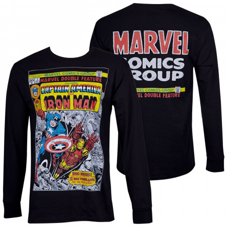 Captain America and Iron Man Double Feature Comic Black Long Sleeve Shirt