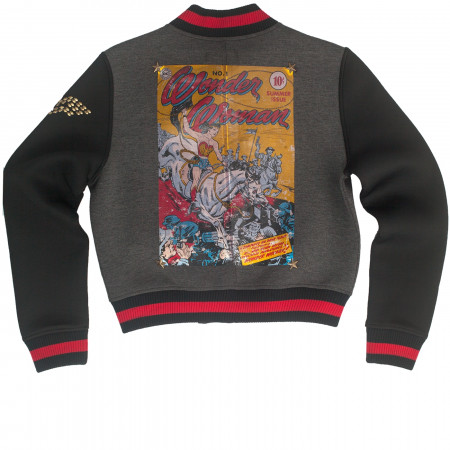 Wonder Woman Pierce Warrior Comic Print Varsity Jacket