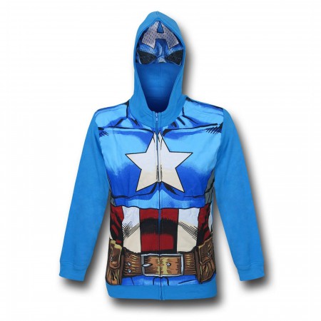 Captain America Costume Kids Zipper Hoodie with Mask