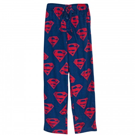 Superman Crest Repeat Men's Fleece Pajama Pants