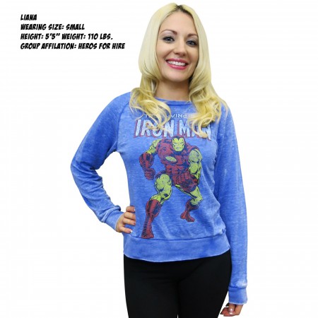 Iron Man Vintage Heather Blue Women's Sweatshirt