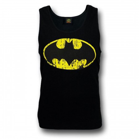 Batman Distressed Symbol Black Tank Top