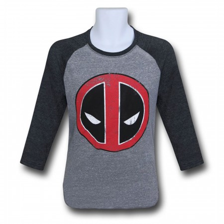 Deadpool Distressed Symbol Baseball T-Shirt