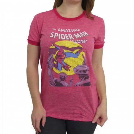 Spider-Man Wanted Women's Burnout Ringer T-Shirt