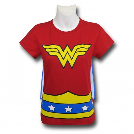 Wonder Woman Stars Caped Costume Girls T-Shirt
