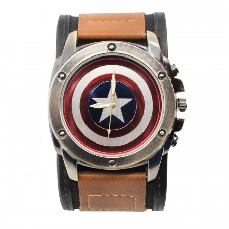 Captain America Shield Watch with Dual Fasten Adjustable Strap