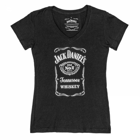 Jack Daniel's Classic Women's V-Neck Shirt - Black