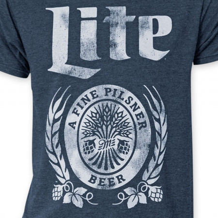 Miller Lite Distressed Logo Navy Blue T-Shirt