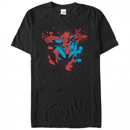 Spiderman Spider Splatter Black Mens T-Shirt