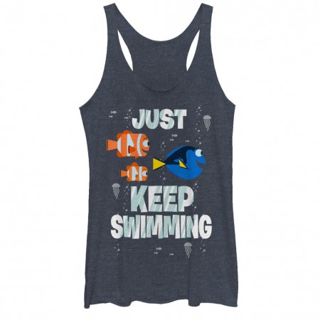 Disney Pixar Finding Dory Just Swimming Blue Juniors Racerback Tank Top