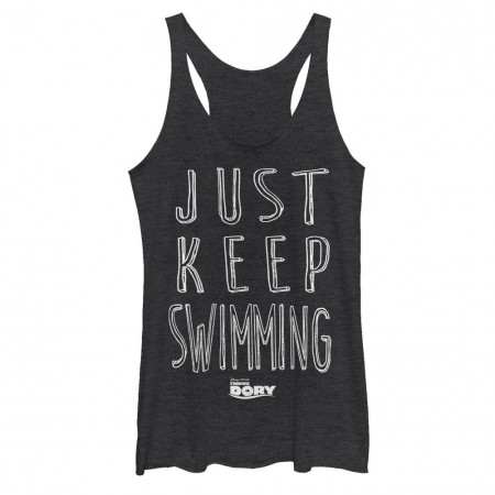 Disney Pixar Finding Dory Swimming Black Juniors Racerback Tank Top