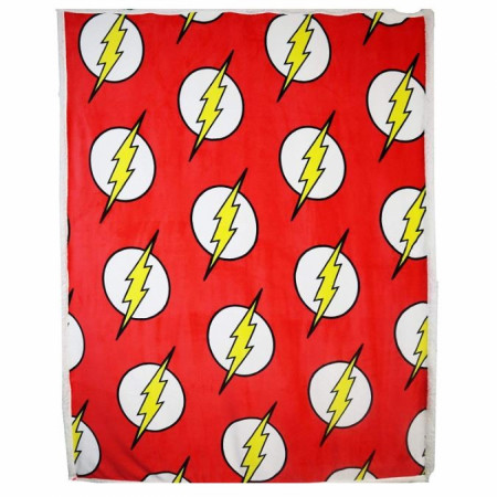 DC Comics Flash Symbol All Over Thick Micro Sherpa Throw Blanket