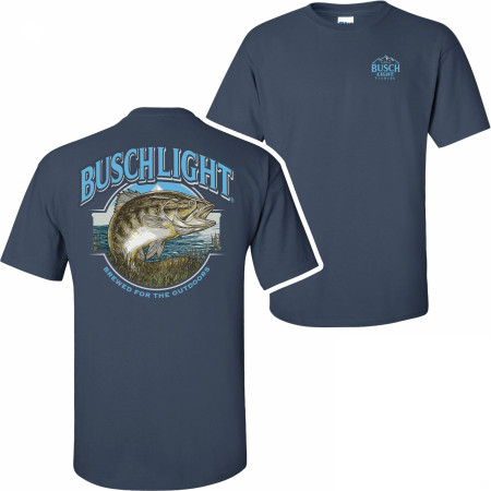 Busch Light Out Fishing Navy Colorway Front and Back Print T-Shirt