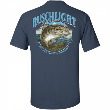 Busch Light Out Fishing Navy Colorway Front and Back Print T-Shirt