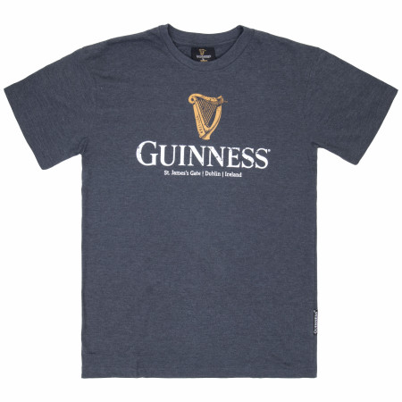 Guinness Classic Harp Logo Charcoal Grey Tee Shirt