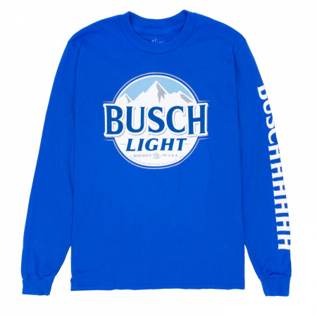 Busch Light Long Sleeve Blue Sleeve Print Tee Shirt