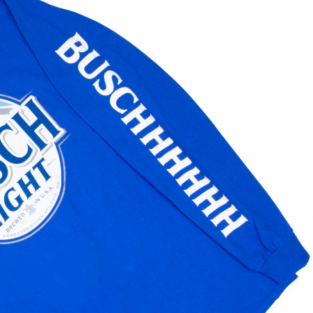 Busch Light Long Sleeve Blue Sleeve Print Tee Shirt