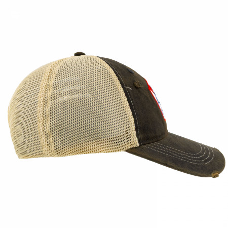 Pabst Blue Ribbon Brown Retro Brand Distressed PBR Trucker Hat