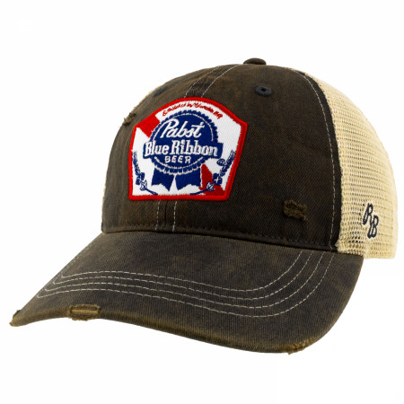 Pabst Blue Ribbon Brown Retro Brand Distressed PBR Trucker Hat