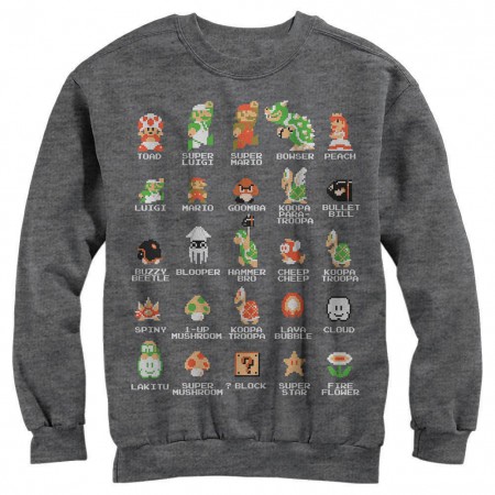 Nintendo Pixel Cast Gray Long Sleeve T-Shirt