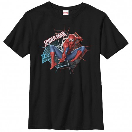 Spiderman Spider Badge Black Youth T-Shirt